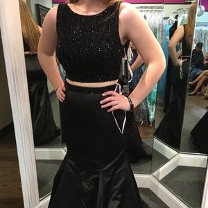 Black Sherri Hill two piece prom dress